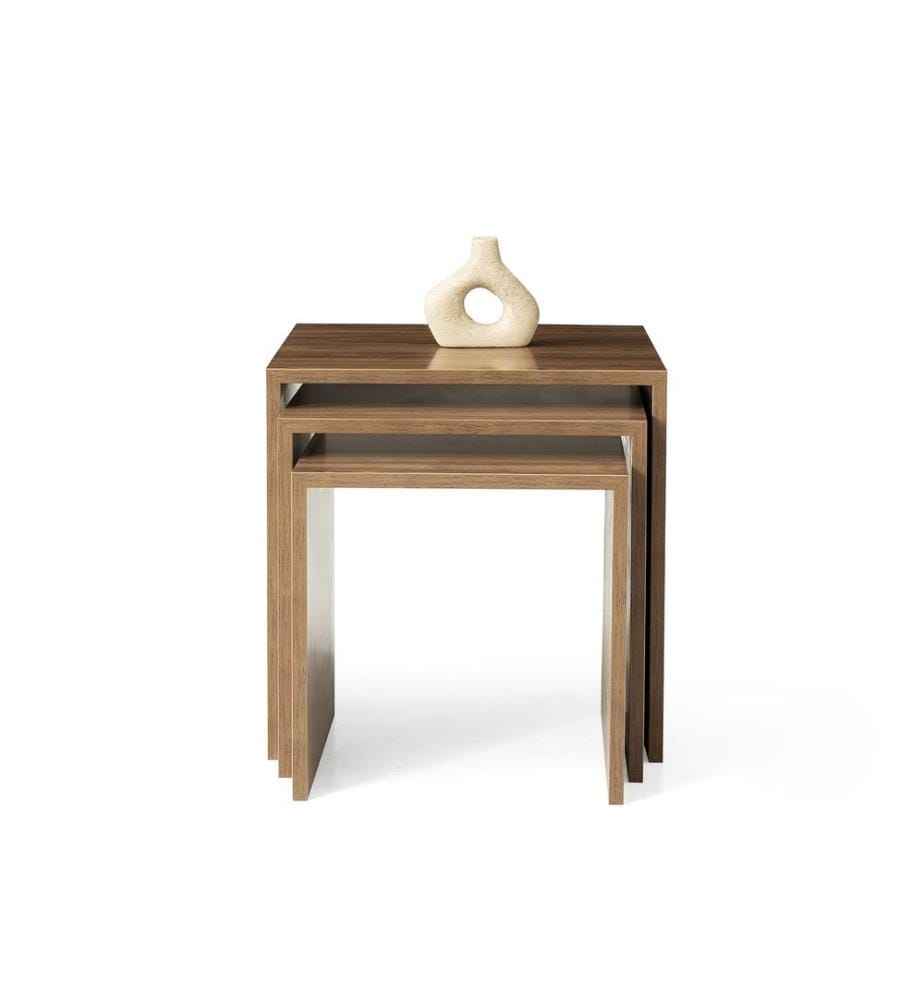 Satztisch, 3-teilig, 100 % melaminbeschichtete Spanplatte, Walnuss