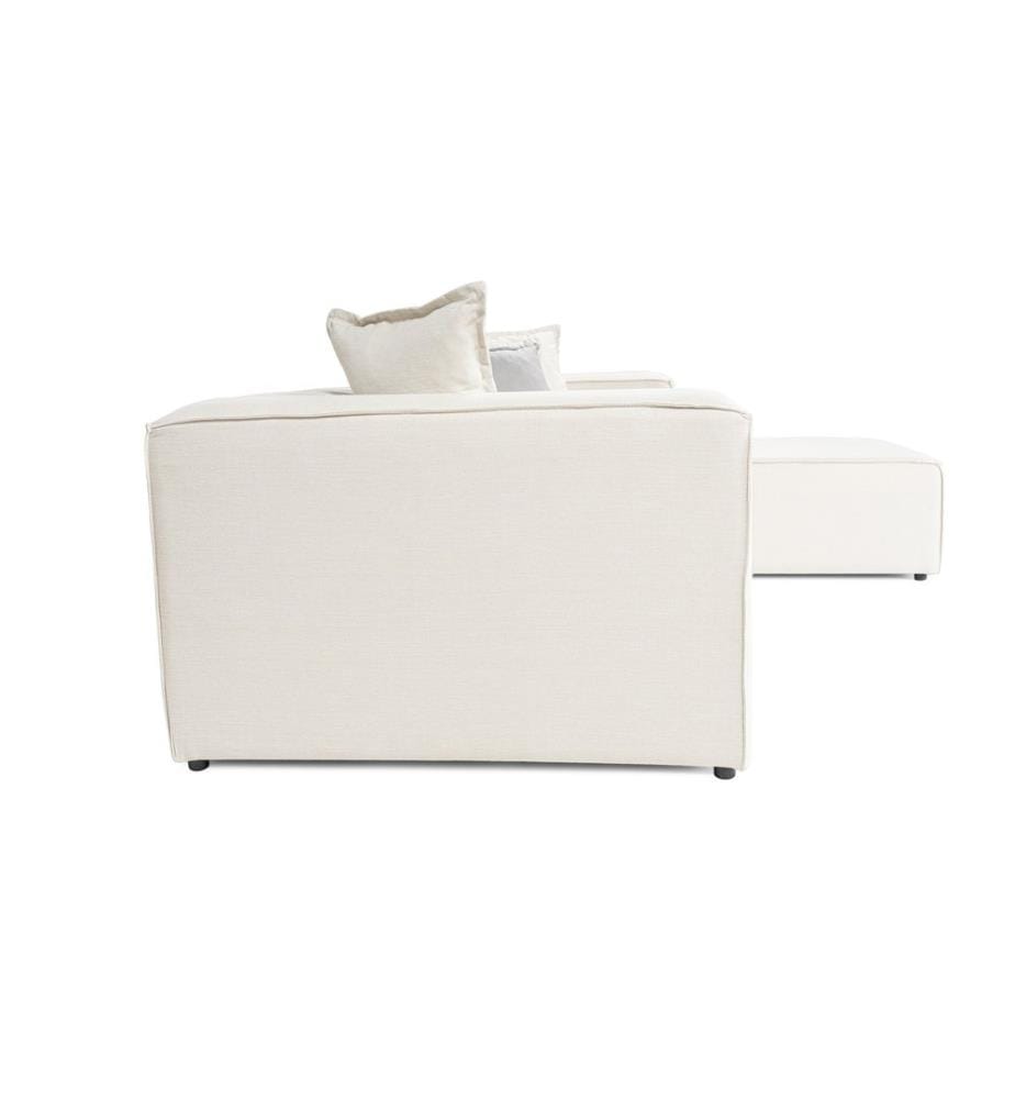 Canapé d'angle, écru, châssis : Charme / Contreplaqué, Tissu : 100% Linen