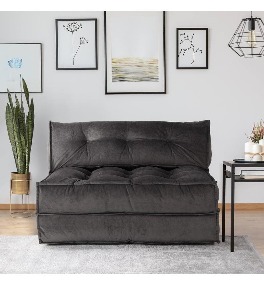 2-Seat Sofa-Bed, Anthracite, Cover: 100% Velvet Fabric