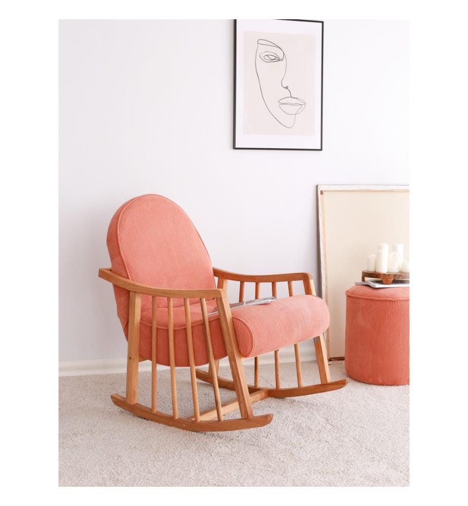Ohrensessel, Koralle, 100% Polyester, Gestell: 100% Buche