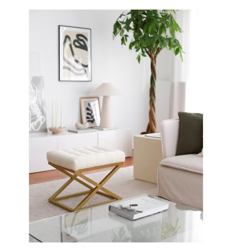 Sitzsack, Creme, Gestell: 100% Metall, Stoff: Teddy