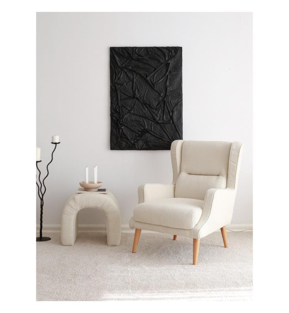 Ohrensessel, Creme, Gestell: 100% Holz, Stoff: Teddy