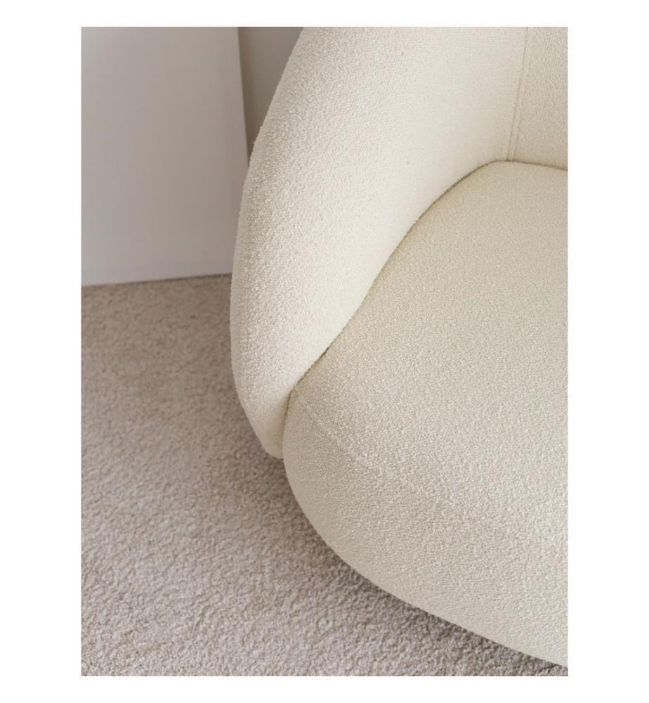 Wing Chair, White, Frame: 100% Hornbeam Wood, Fabric: 100% Teddy
