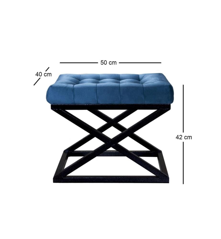 Pouffe, Marineblau, Schwarz, Gestell: 100% Metall, Stoff: 100% Polyester Babyface