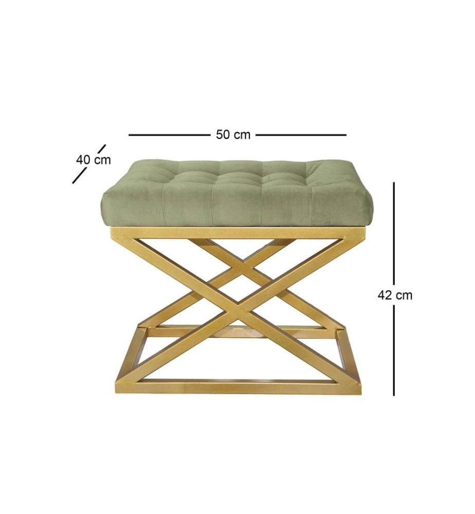 Pouf, Gold, Green, Structure : 100% métal, tissu : 100% polyester 100% polyester Babyface
