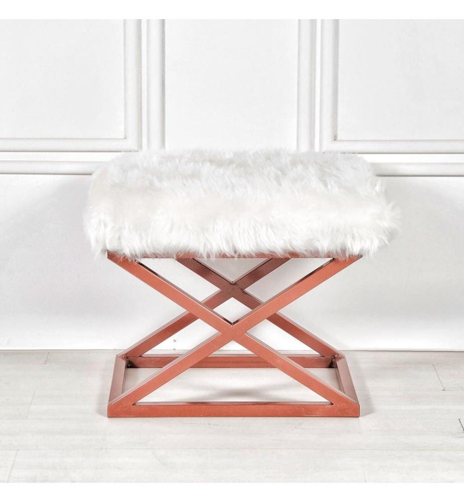 Pouffe, Copper, White, Frame: 100% Metal, Fabric: 100% Polyester Babyface