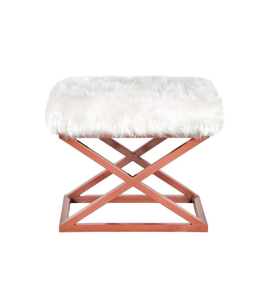 Pouffe, Copper, White, Frame: 100% Metal, Fabric: 100% Polyester Babyface