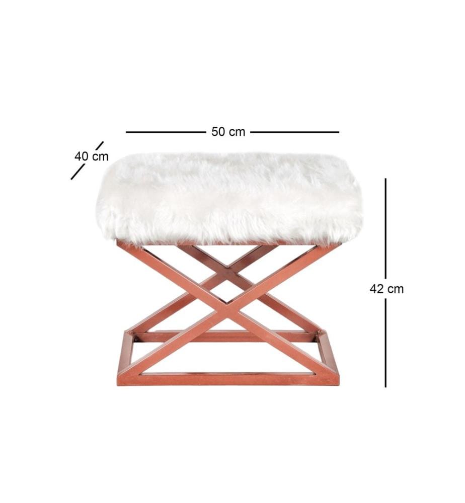 Pouffe, Copper, White, Frame: 100% Metal, Fabric: 100% Polyester Babyface