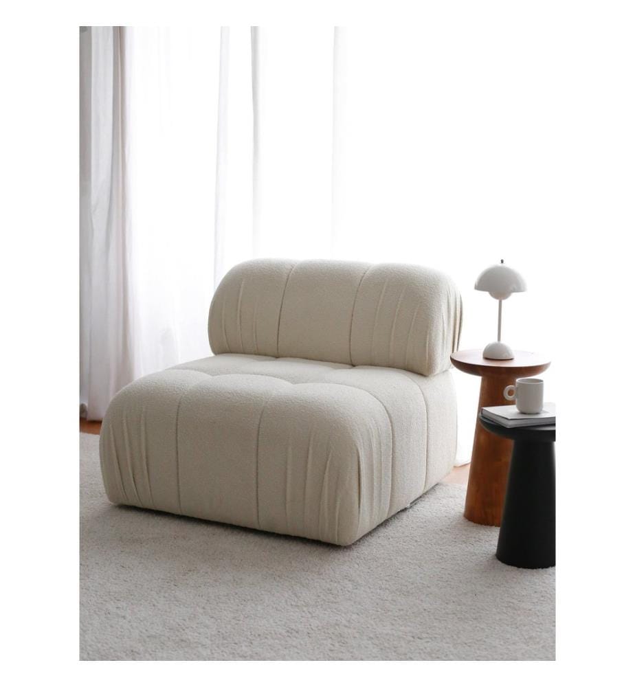 Wing Chair, White, Frame: 100% Hornbeam, Fabric: 100% Teddy