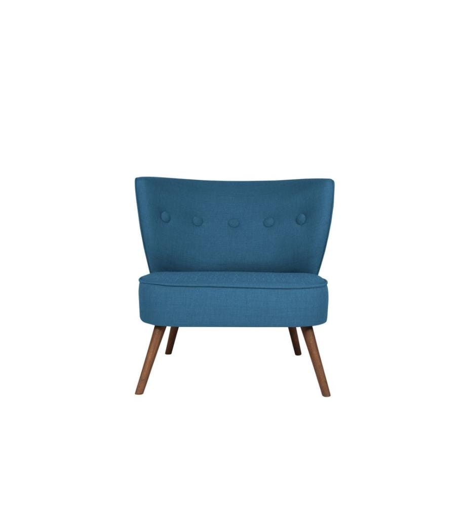 Wing Chair, Sax Blue, Solid Wood Frame, Polyester Fabric