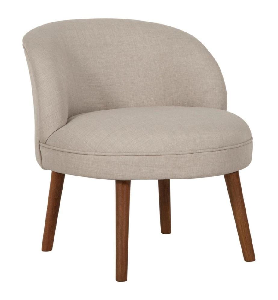 Wing Chair, Cream, Solid Wood Frame, Polyester Fabric