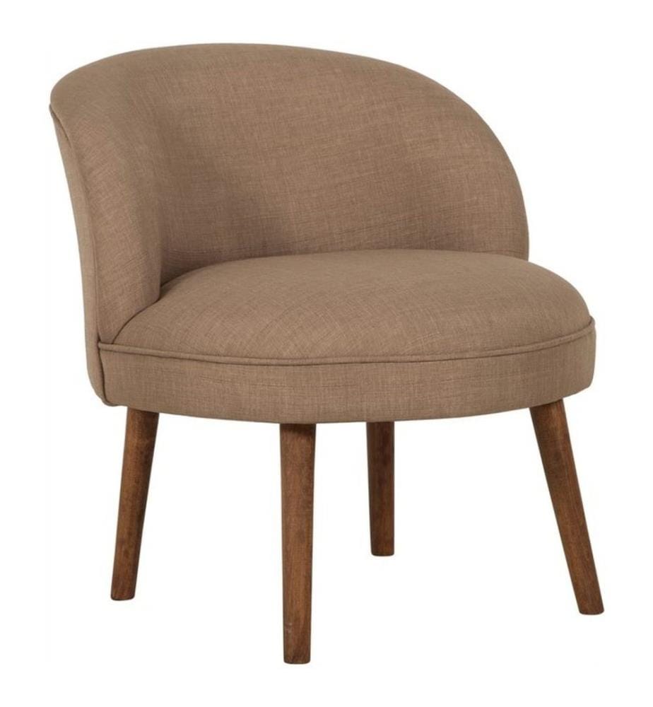 Wing Chair, Milky Brown, Solid Wood Frame, Polyester Fabric