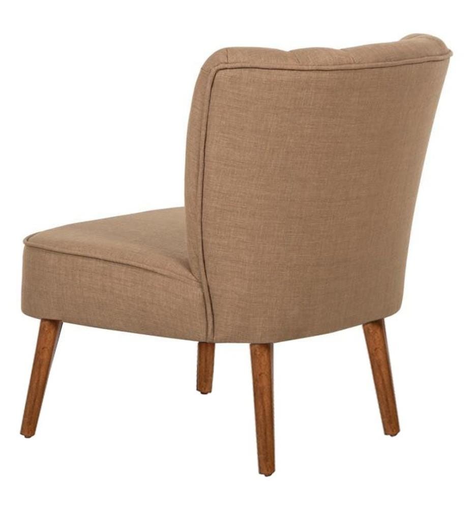 Wing Chair, Milky Brown, Solid Wood Frame, Polyester Fabric