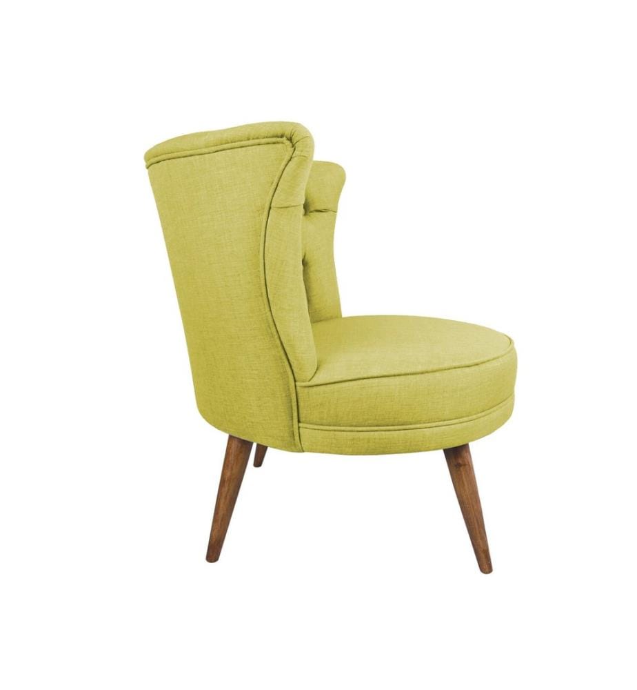 Wing Chair, Peanut Green, Solid Wood Frame, Polyester Fabric