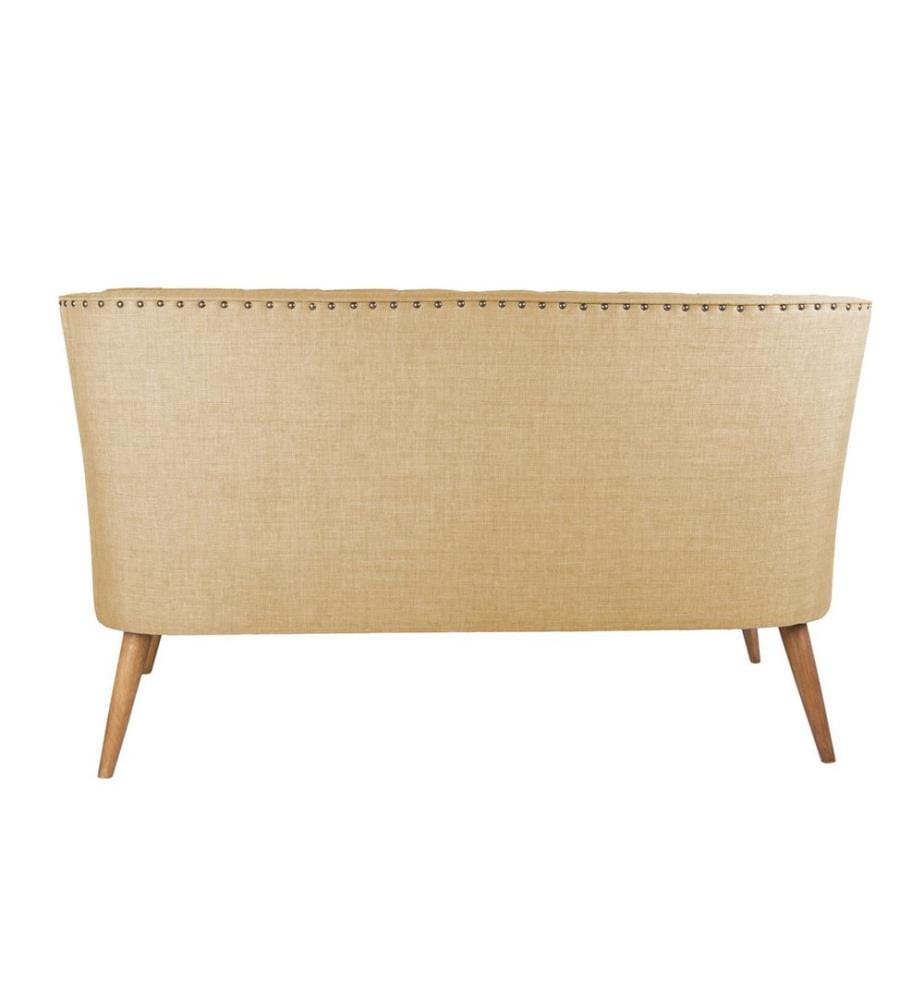 2-Seat Sofa, Milky Brown, Solid Wood Frame, Polyester Fabric