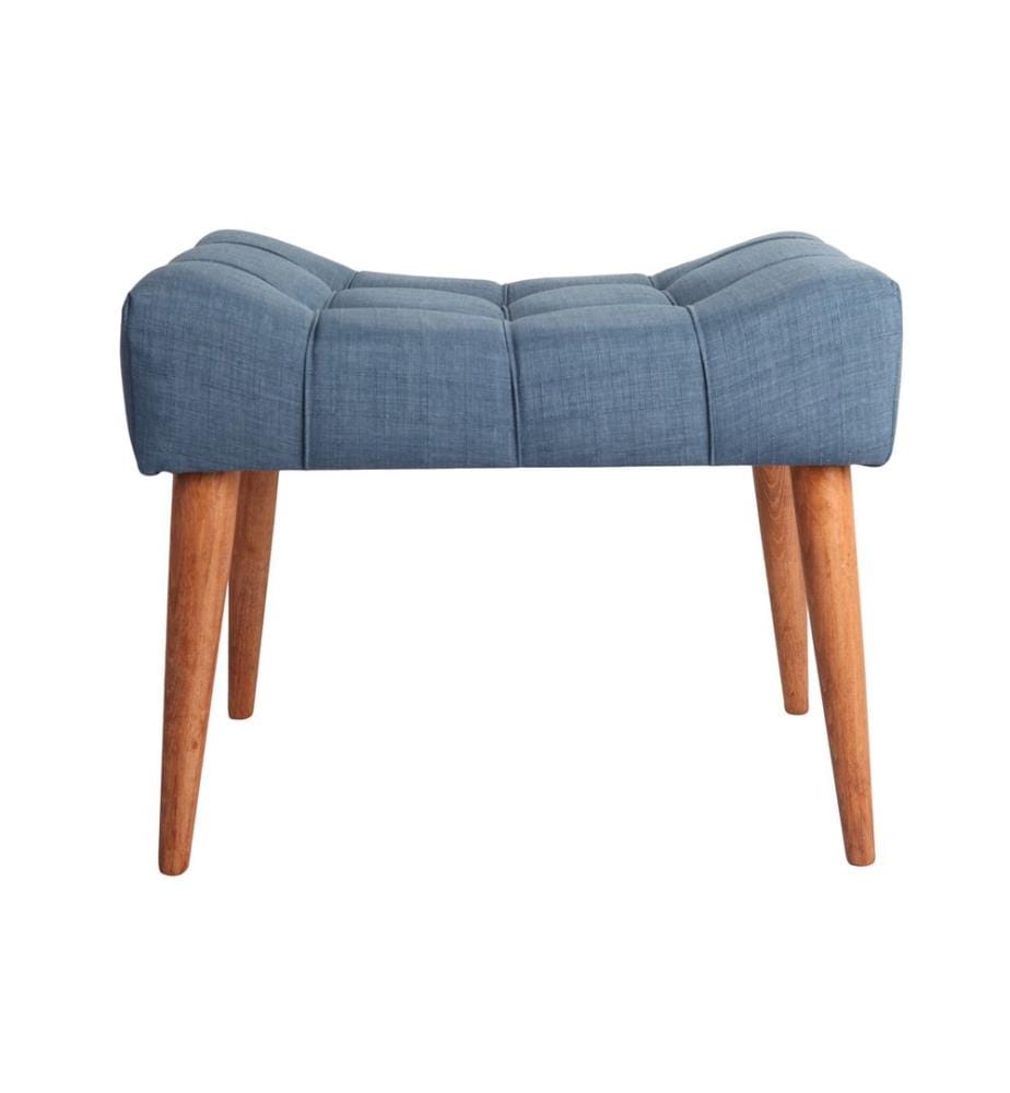 Pouffe, Sax Blue, Solid Wood Frame, Polyester Fabric