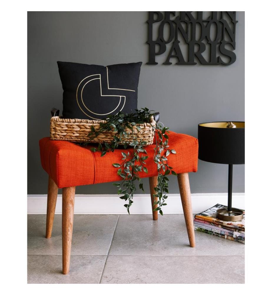 Pouffe, Tile Red, Solid Wood Frame, Polyester Fabric