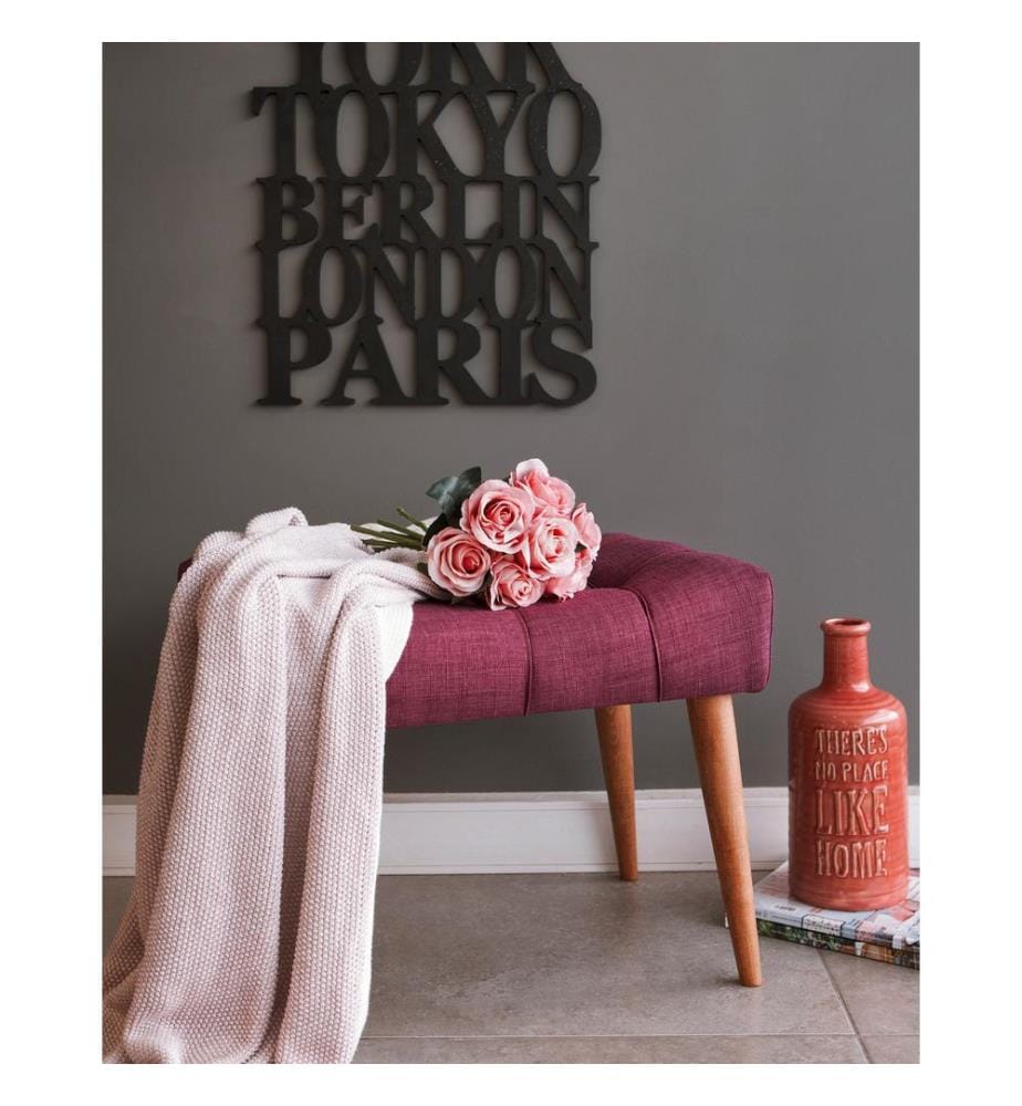 Pouffe, Purple, Solid Wood Frame, Polyester Fabric