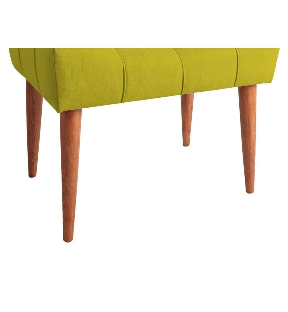 Pouffe, Pistachio Green, Frame: SOLID WOOD, Fabric: 100% POLYESTER, Wood Legs