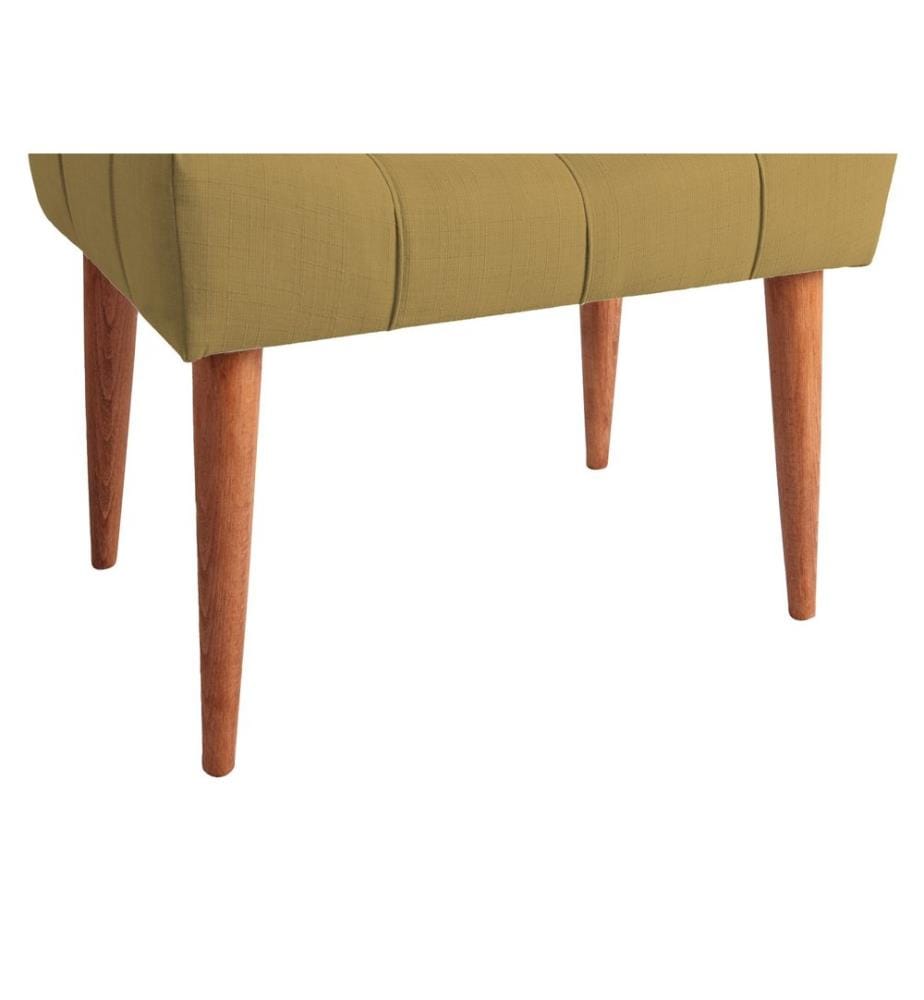 Pouffe, Latte, Frame: SOLID WOOD, Fabric: 100% POLYESTER, Wood Legs