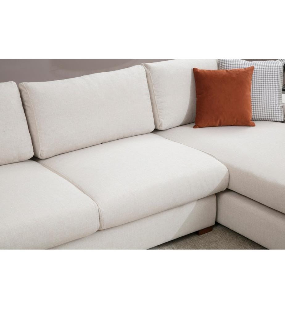 Beige, Canapé Lit, Bois Cadre De Hêtre , Panneau De Friperie