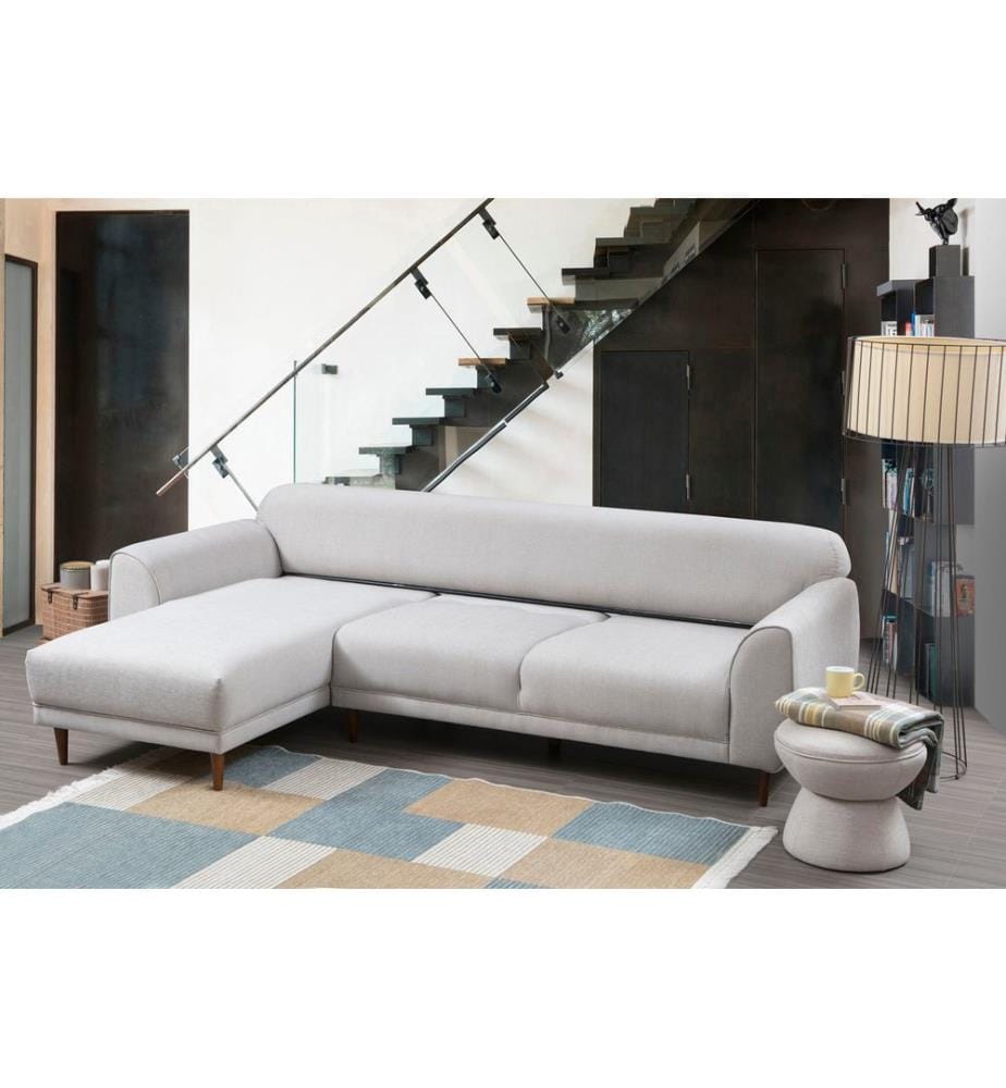Beige, Canapé Lit, Bois Cadre De Hêtre , Panneau De Friperie
