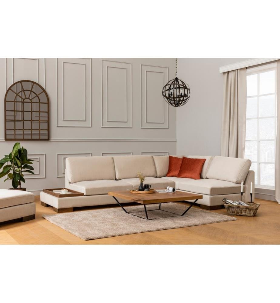 Beige, Canapé Lit, Bois Cadre De Hêtre , Panneau De Friperie