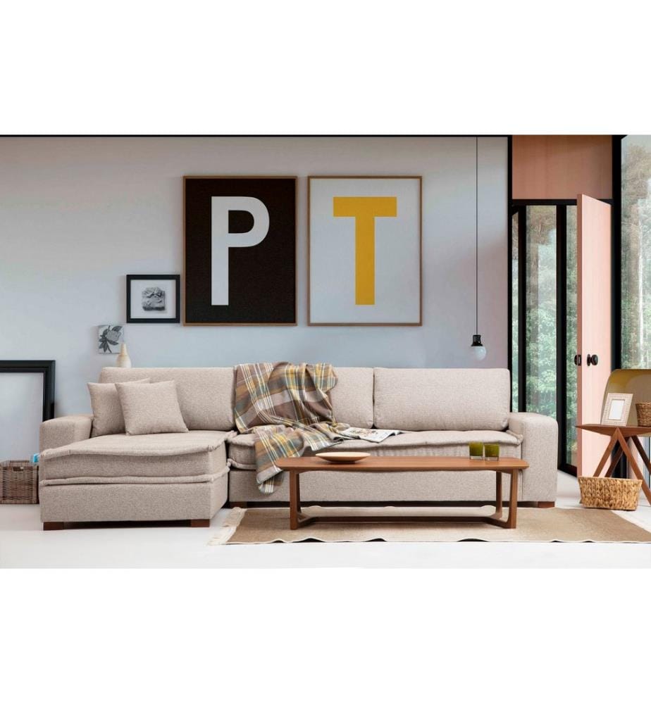 Sand,Beige, Schlafsofas, Buchenholz Rahmen , Spanplatte