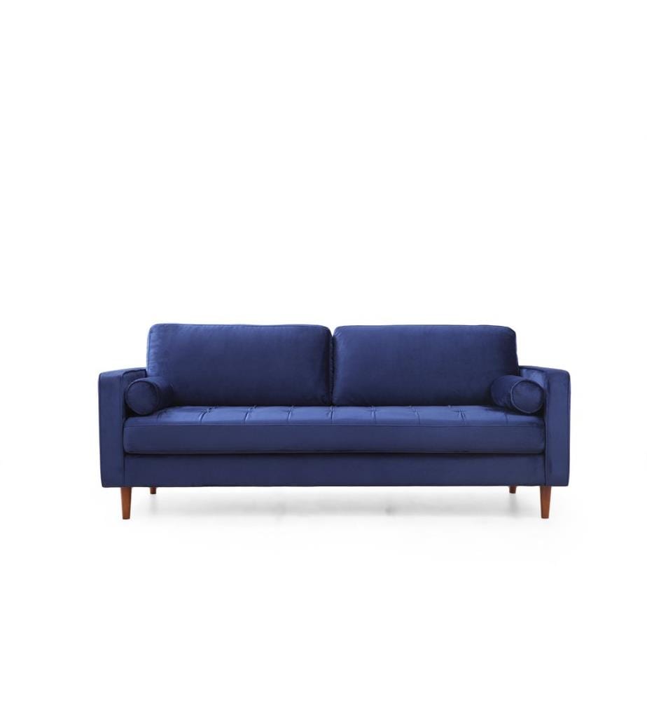 3-Seat Sofa, Navy Blue, Beech Wood / Chipboard Frame, Polyester Fabric