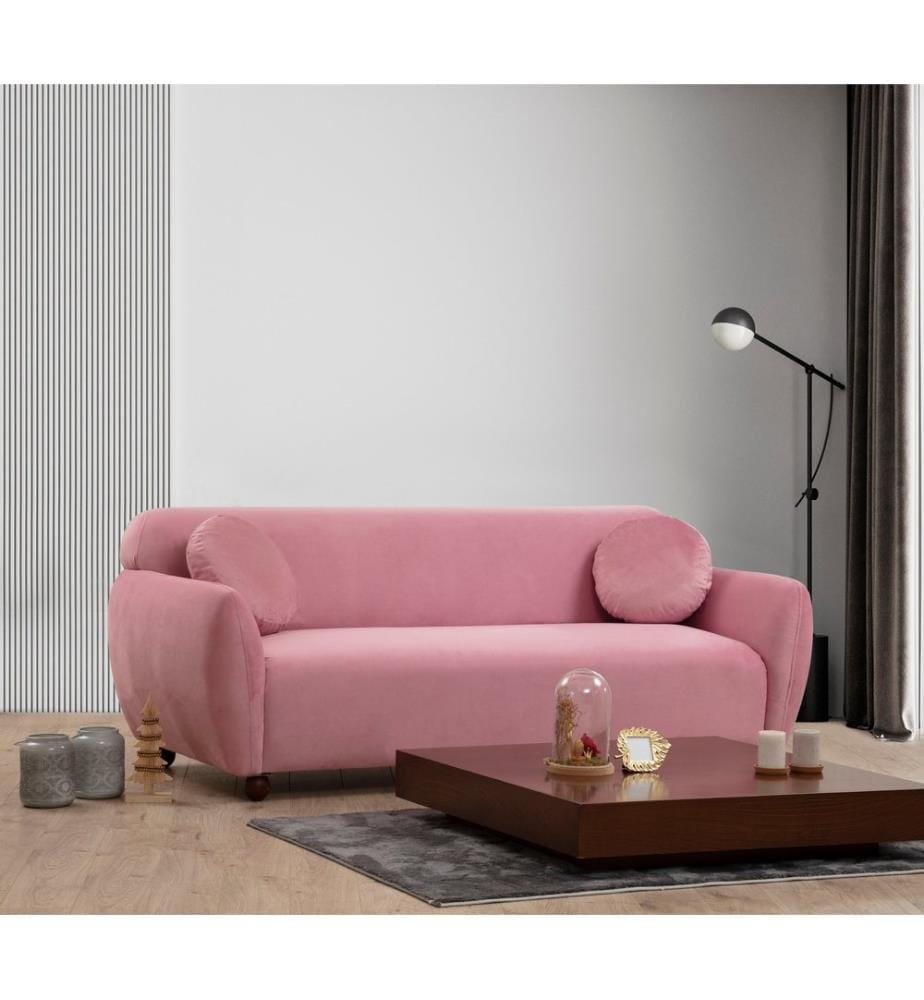 Canapé À 3 Places, Rose Poussiéreuse, Bois Cadre De Hêtre , Panneau De Planche