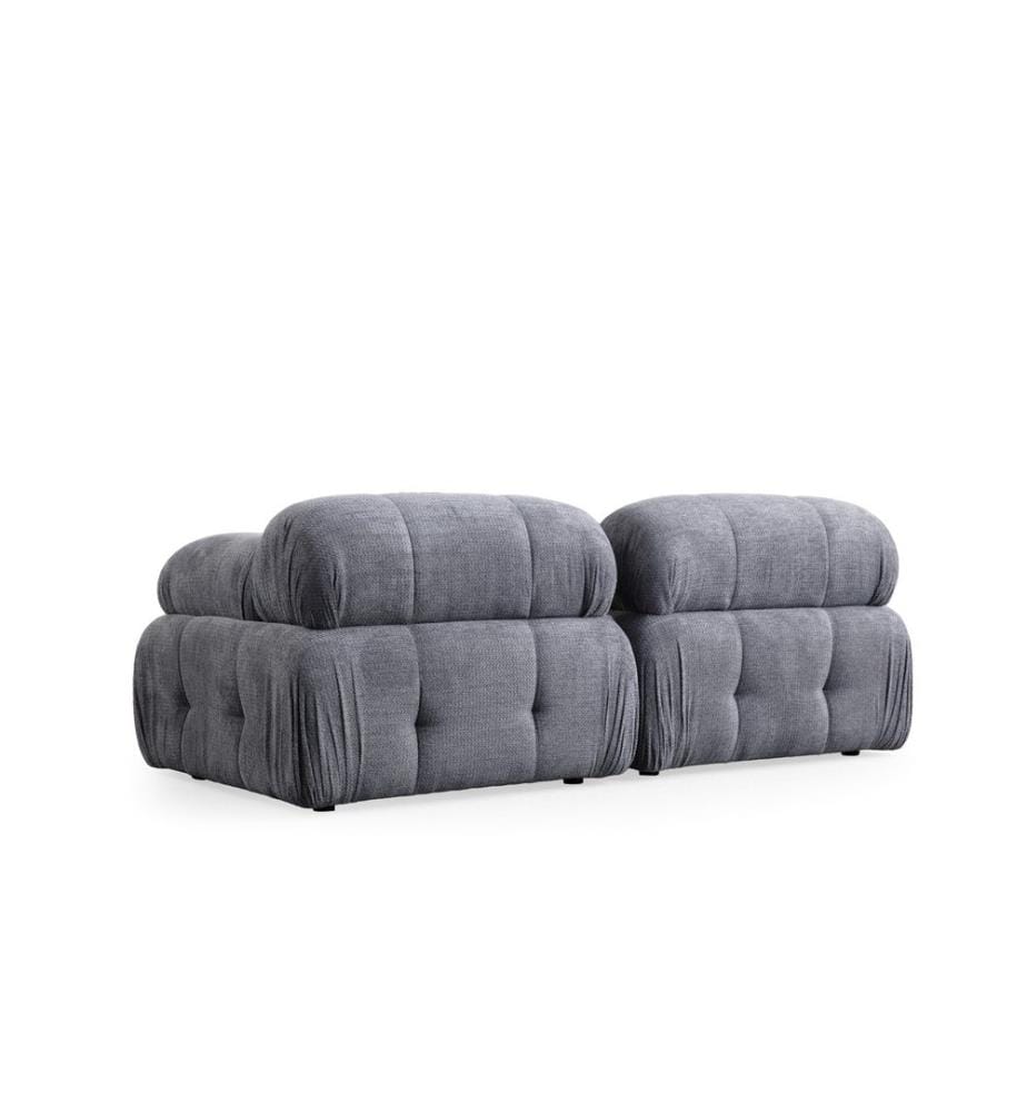 Canapé 2 places, gris, structure : BOIS DE HÊTRE / AGRAGÉ, tissu : 100 % POLYESTER, pieds en plastique