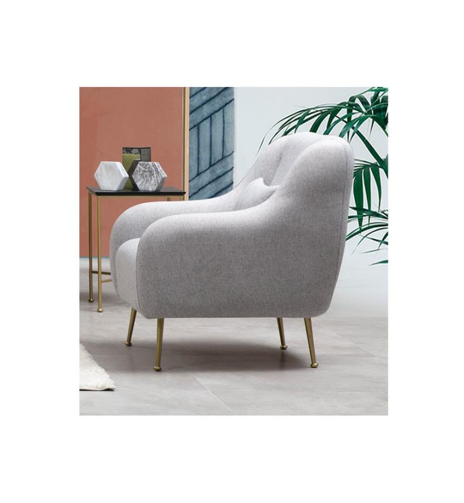 Wing Chair, Grey, Beech Wood / Chipboard Frame, Polyester Fabric