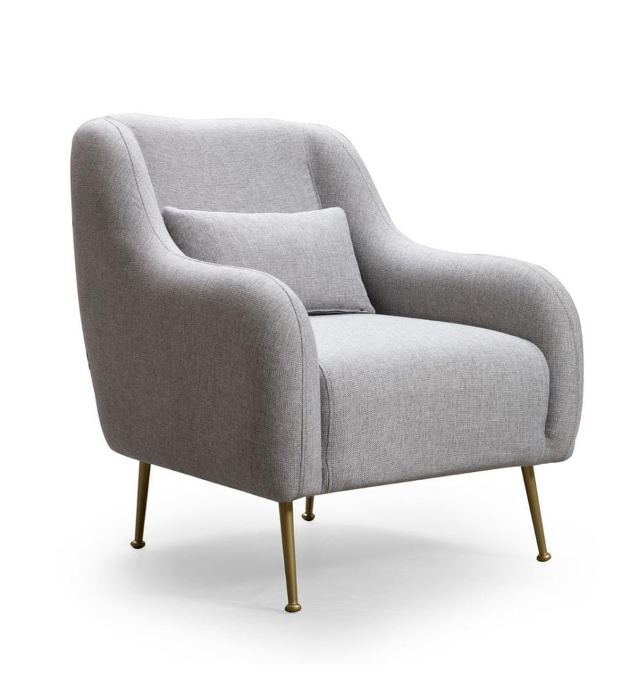 Wing Chair, Grey, Beech Wood / Chipboard Frame, Polyester Fabric