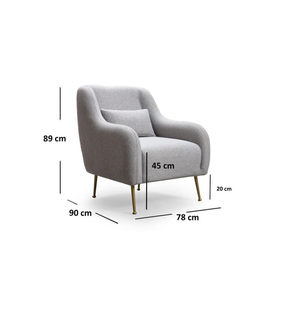 Wing Chair, Grey, Beech Wood / Chipboard Frame, Polyester Fabric