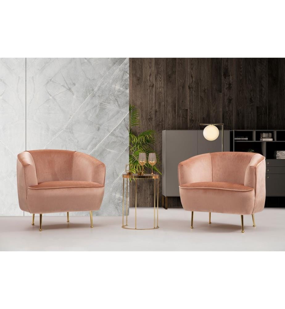 Wing Chair, Pink, Beech Wood / Chipboard Frame, Polyester Fabric