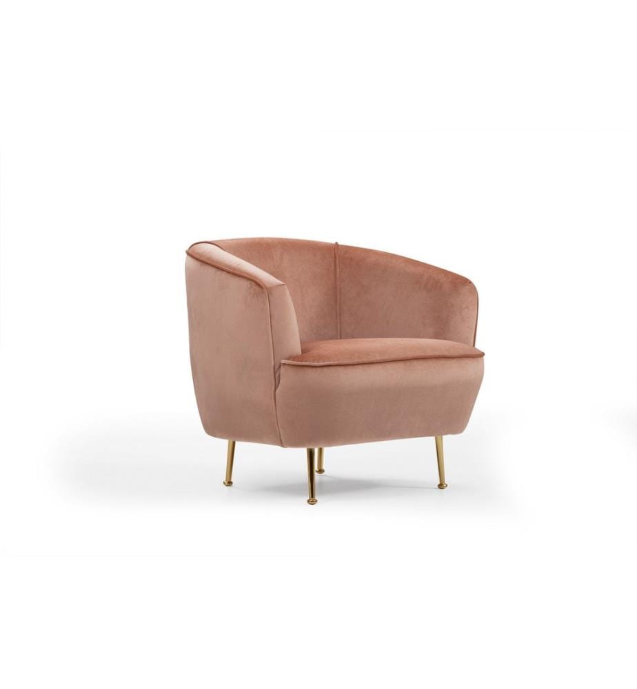 Wing Chair, Pink, Beech Wood / Chipboard Frame, Polyester Fabric