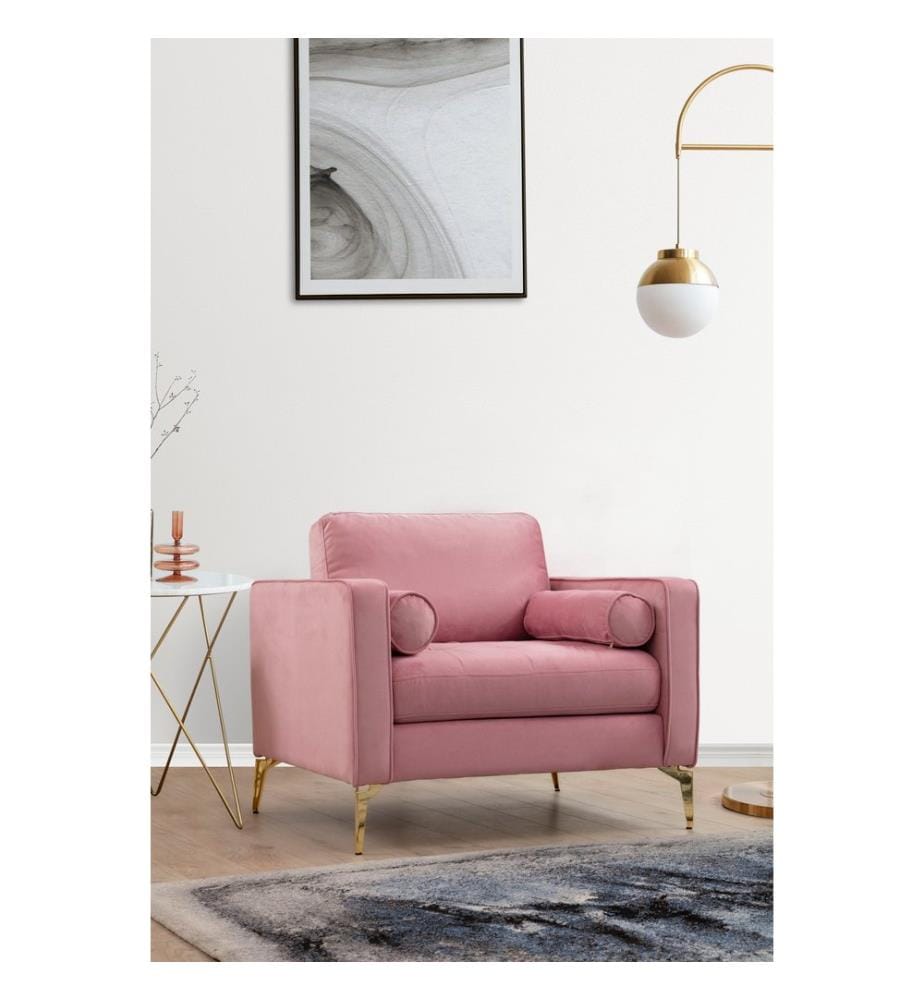 Flügelstuhl, Staubige Rose, Buchenholz Rahmen , Spanplatte