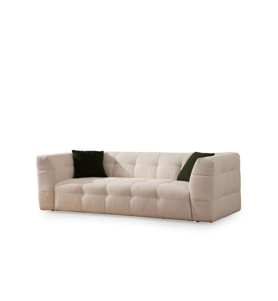 Canapé 3 places, beige, châssis : Bois de hêtre / Chipboard, tissu : 100% polyester