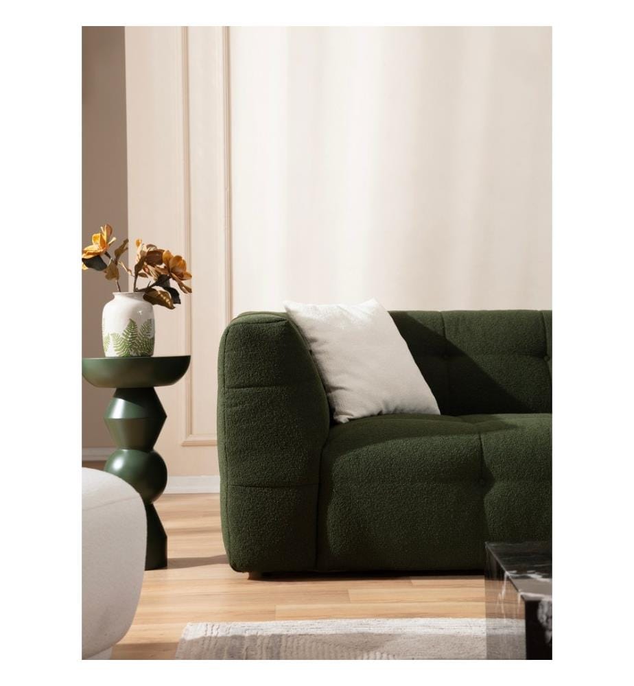 Grün, Gestell: Buchenholz / Chipboard, Stoff: 100% Polyester, 3-Sitzer Sofa