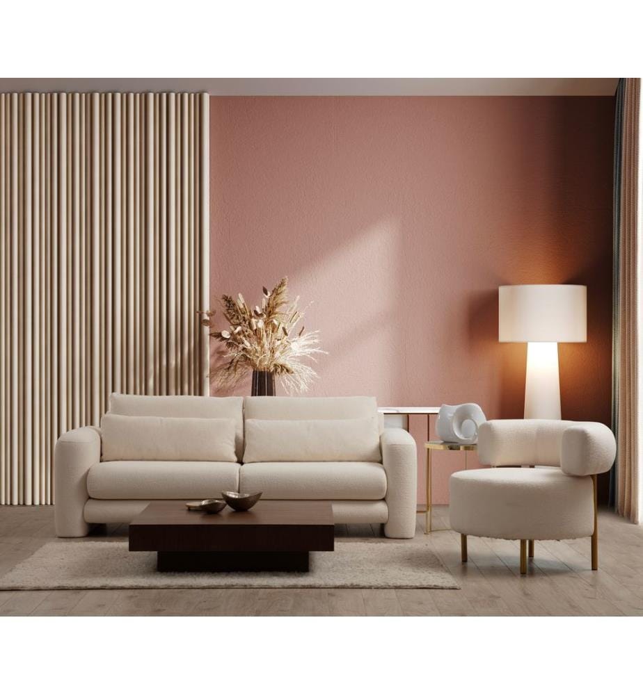 2-Seat Sofa, Cream, Frame: Beech Wood / Chipboard, Fabric: 100% Polyester