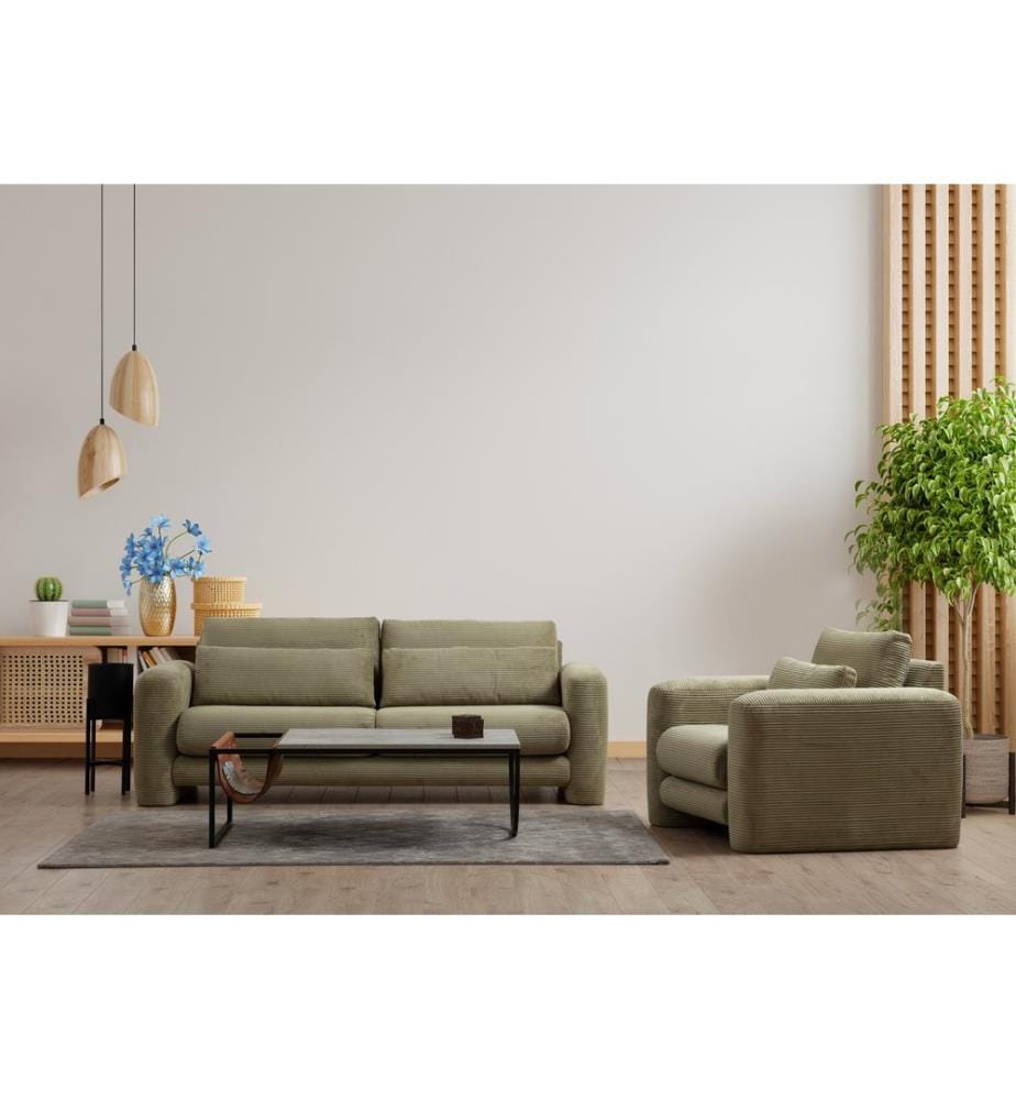 2-Seat Sofa, Green, Frame: Beech Wood / Chipboard, Fabric: 100% Polyester