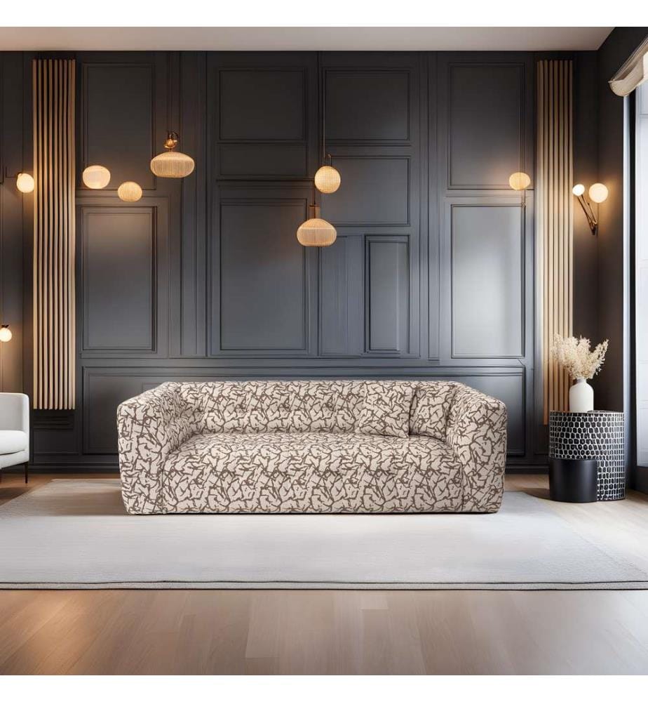 3-Seat Sofa, Tan, Frame: Beech Wood / Chipboard, Fabric: 100% Polyester