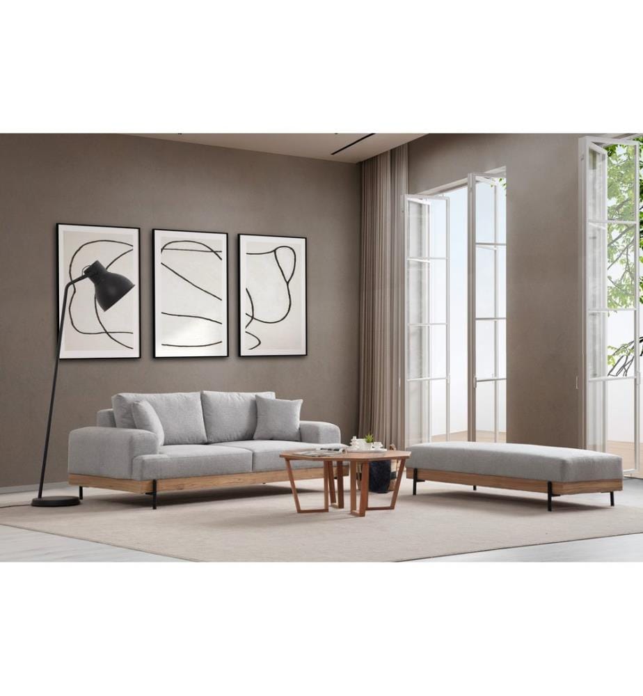 Pouffe, Grau, Gestell: Buchenholz / Chipboard, Stoff: 100% Polyester