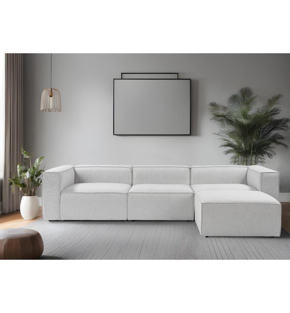 Ecksofa, Grau, Gestell: 100% Hainbuche, Stoff: 100% Linen