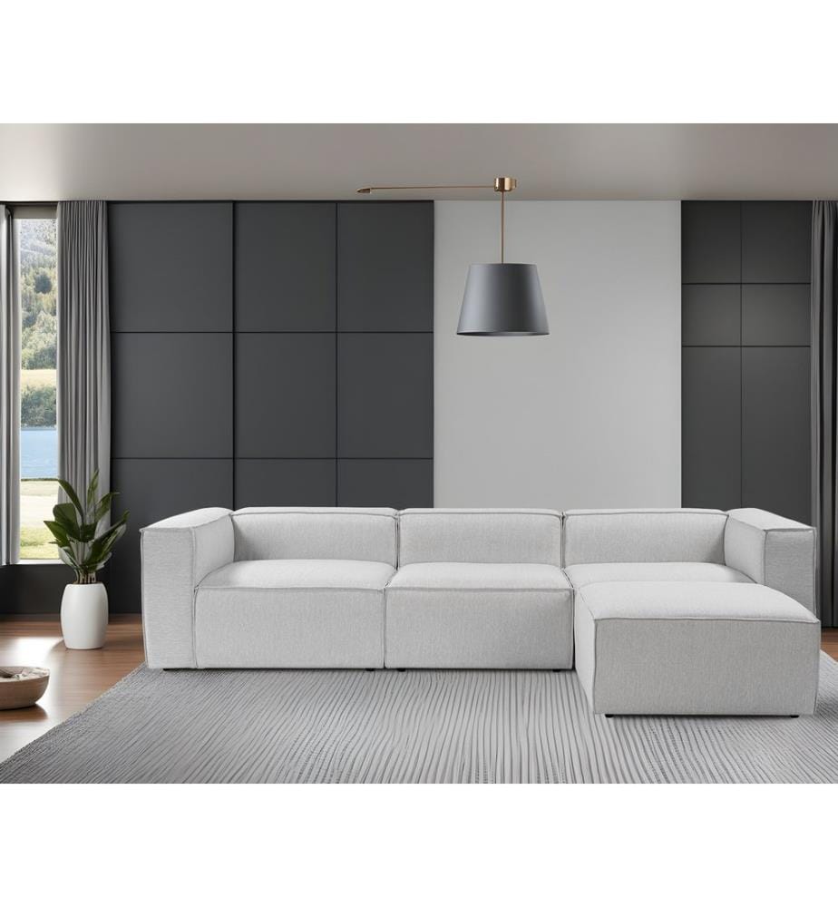 Ecksofa, Grau, Gestell: 100% Hainbuche, Stoff: 100% Linen