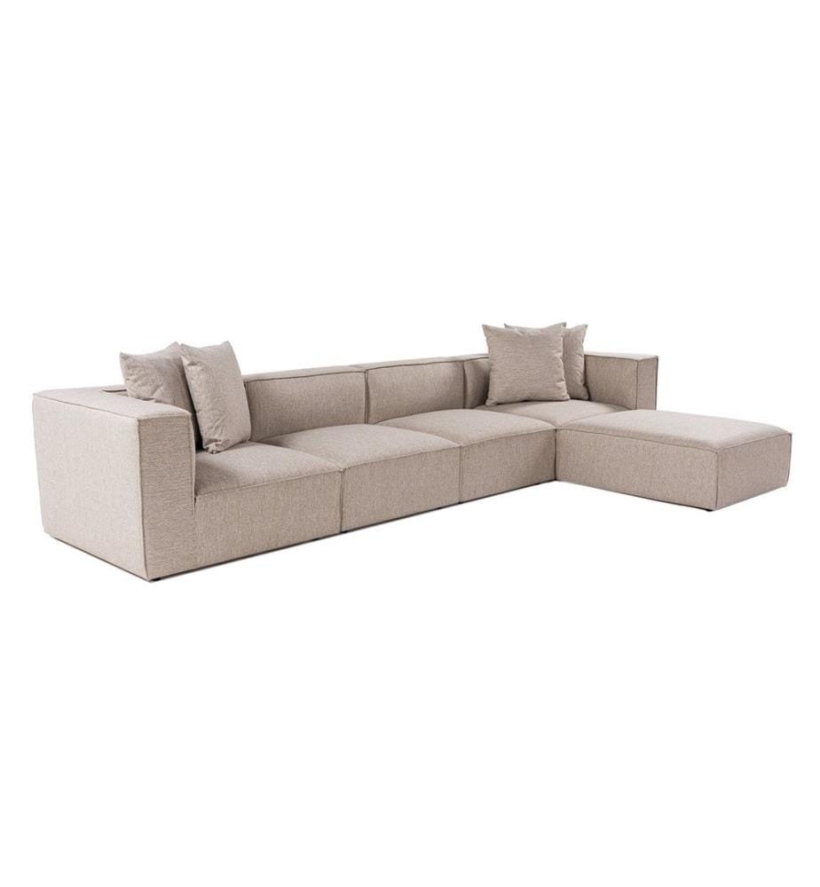 Corner Sofa, Sand Beige, Frame: 100% Hornbeam, Fabric: 100% Linen