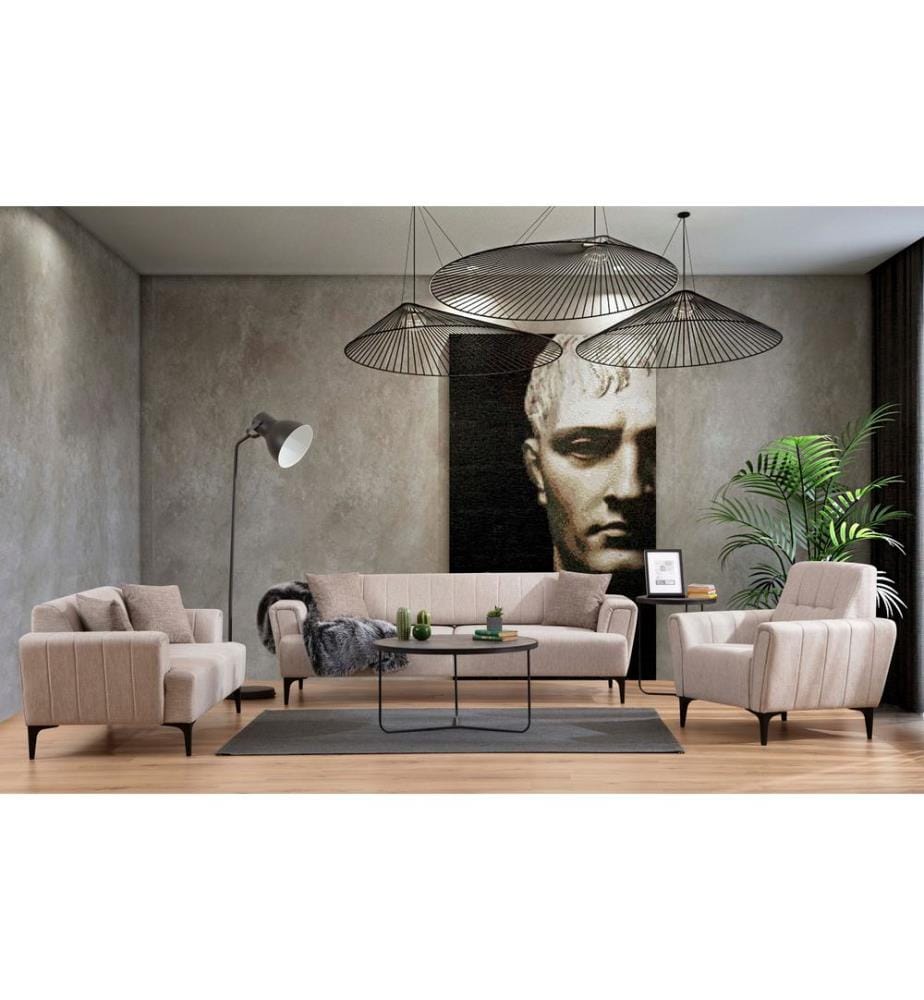 Beige, Gestell: Buchenholz / Chipboard, Stoff: 100% Polyester, 1-Sitz Sofa