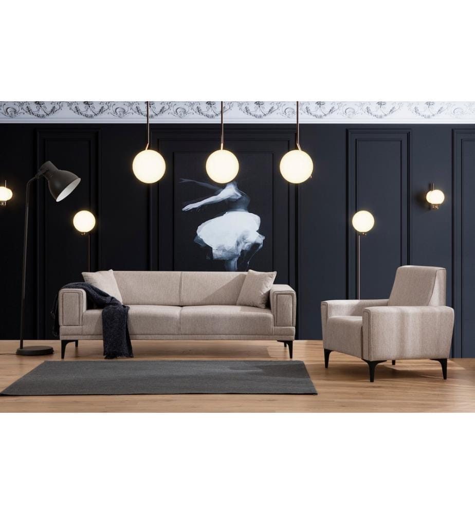 1-Seat Sofa, Light Brown, Frame: Beech Wood / Chipboard, Fabric: 100% Polyester
