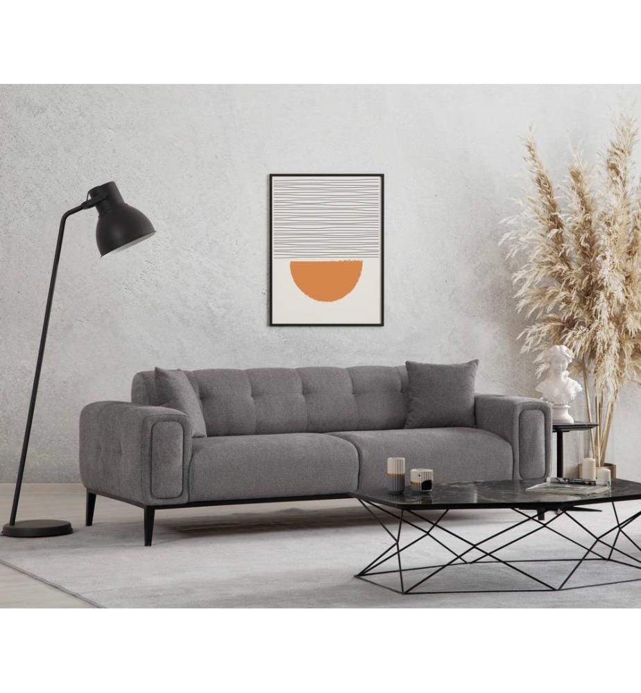 Hellgrau, Gestell: Buchenholz / Chipboard, Stoff: 100% Polyester, 3-Sitz Sofa-Bett