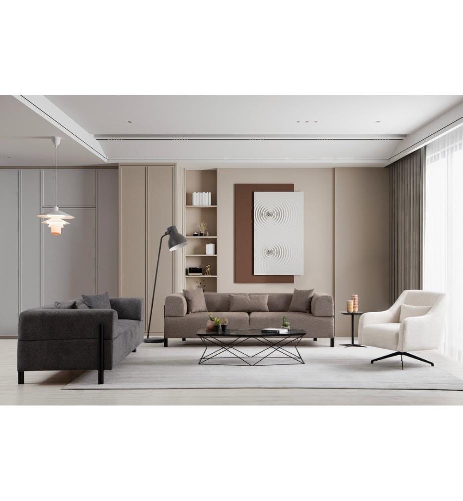 Anthrazit, Gestell: Buchenholz / Chipboard, Stoff: 100% Polyester, 3-Sitzer Sofa